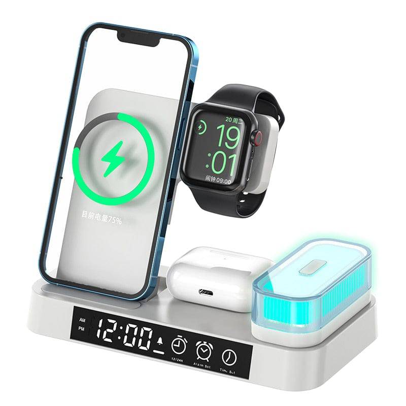 5-in-1 Folding Magnetic Wireless Fast Charging Hub with Alarm Clock & Night Light for iPhone - Smart Shop (Online Store for wise shoppers) 