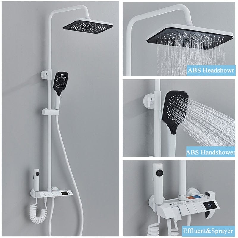 SearchFindOrder Gray LCD Elegant Modern 4-Function LCD Rainfall Shower Faucet System