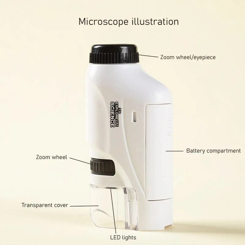 BioScope Explorer LED Pocket Microscope for Kids (60x-120x)