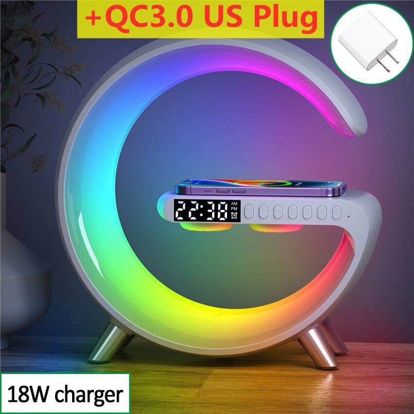 Intelligent Sunrise Smart Lamp, Multifunctional Fast Wireless Charger, Alarm Clock, Bluetooth Speaker, APP Control RGB LED Night Light Charging Station - Smart Shop (Online Store for wise shoppers) 