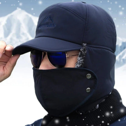 SearchFindOrder Grey Winter Shield Hat Unisex Windproof Fleece Cap with Ear Protection