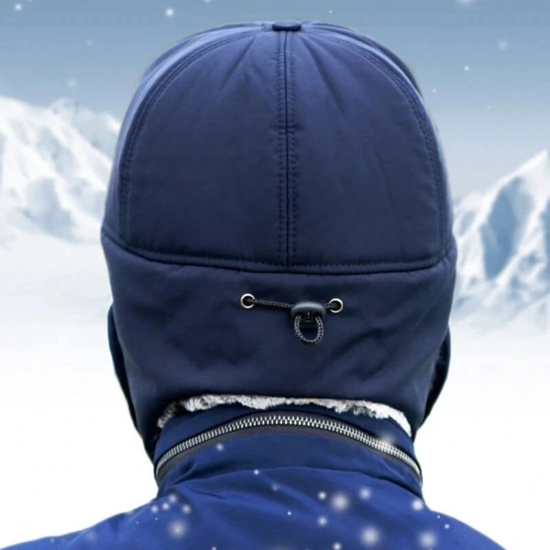 SearchFindOrder Navy blue Winter Shield Hat Unisex Windproof Fleece Cap with Ear Protection