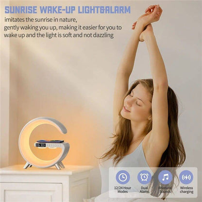 Intelligent Sunrise Smart Lamp, Multifunctional Fast Wireless Charger, Alarm Clock, Bluetooth Speaker, APP Control RGB LED Night Light Charging Station - Smart Shop (Online Store for wise shoppers) 