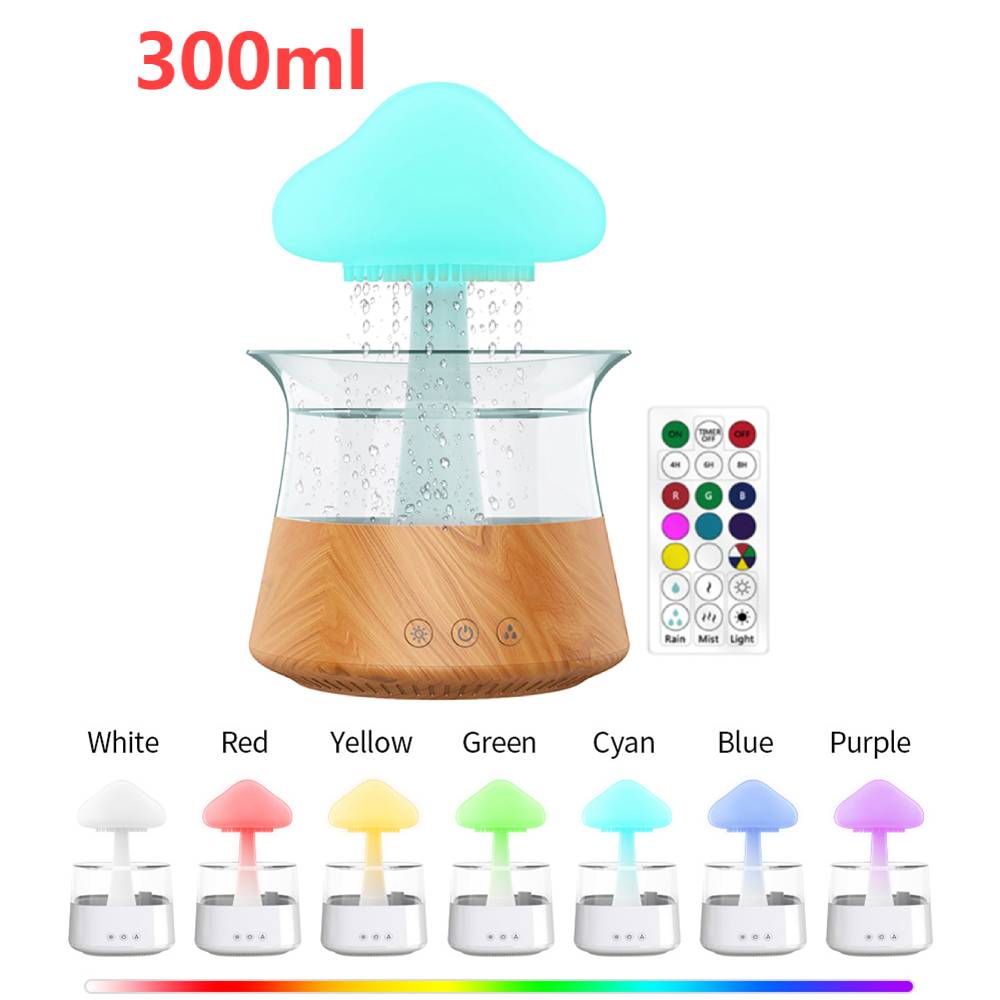 Rain Cloud Humidifier Water Drip, Mushroom Diffuser, Cloud Humidifier Rain Drop, Rain Sounds for Sleeping, Rain Cloud Diffuser