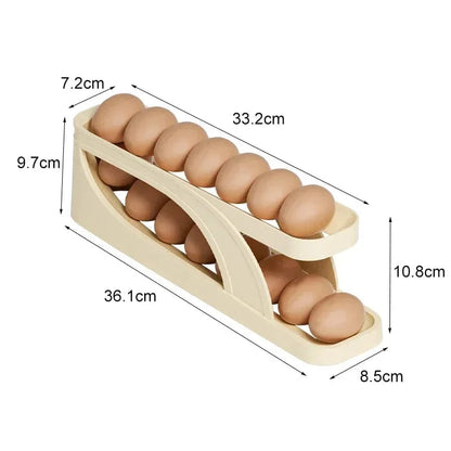 Automatic Rolling Egg Dispenser and Organizer, Space-Saving Storage Solution for Refrigerator