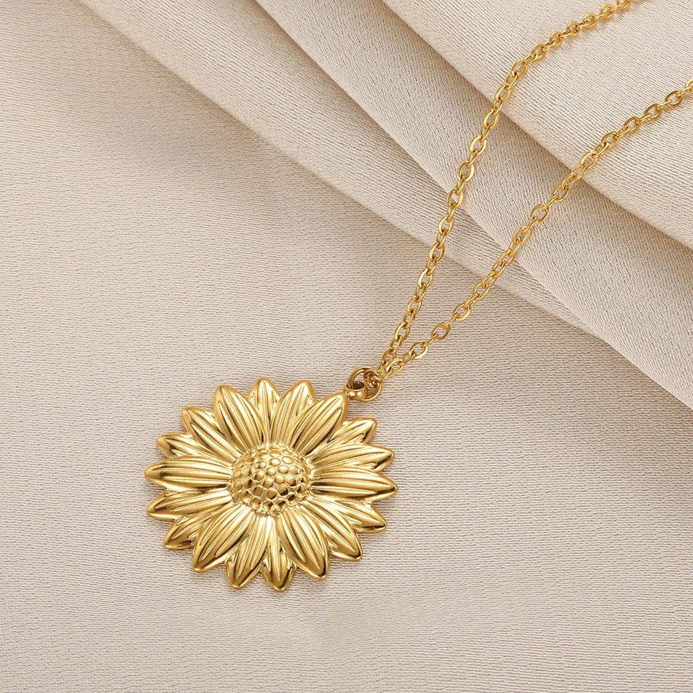 "You Are My Sunshine" Open Locket Sunflower Pendant Necklace