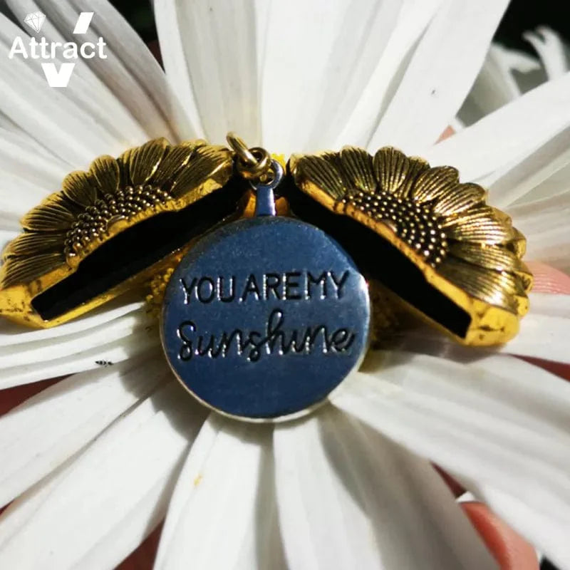 SearchFindOrder gift box / CHINA "You Are My Sunshine" Open Locket Sunflower Pendant Necklace